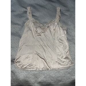 Vintage Olga Style# 925 Camisole Top Cami Lace Trim Straps Beige Nude XL